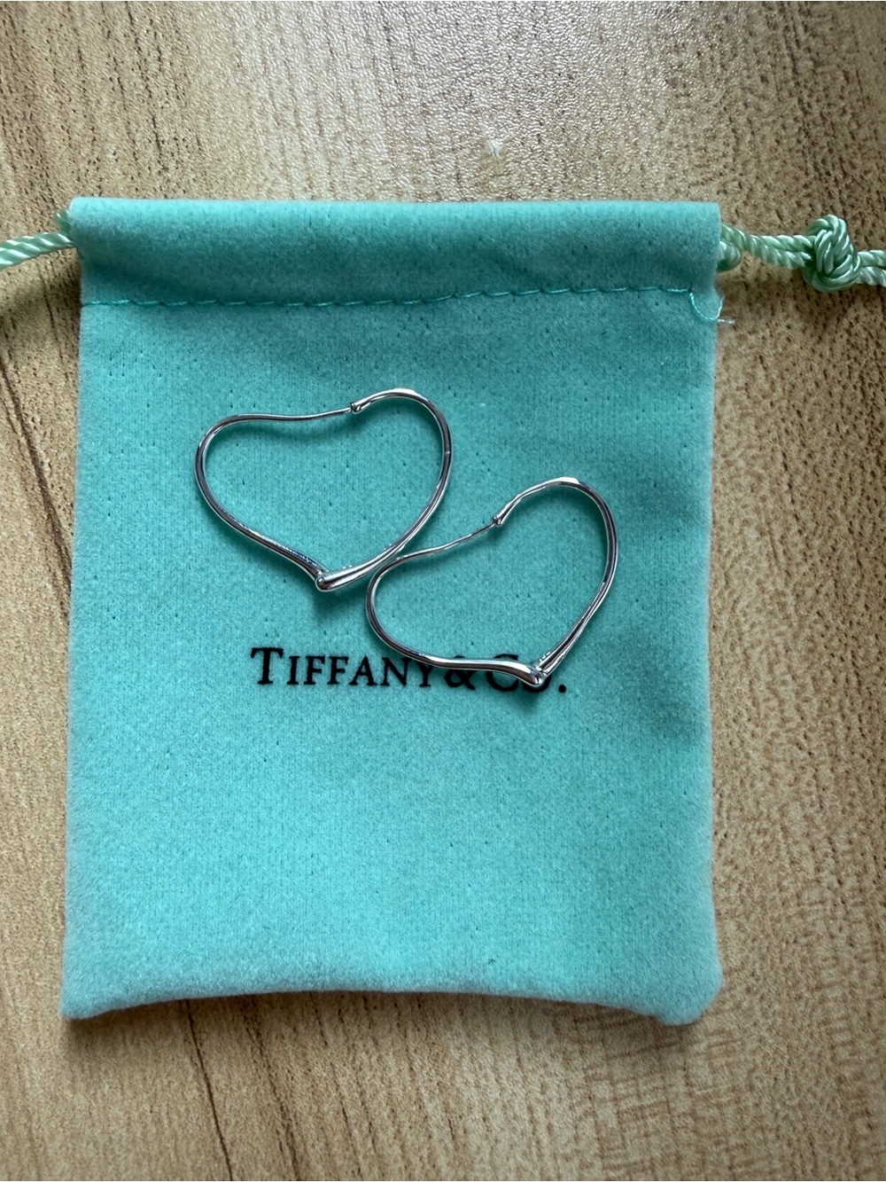 Tiffany & Co. Heart Hoop Earrings in Silver Tone